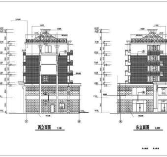 余杭市某六层框架结构住宅建筑设计施工图纸3D模型