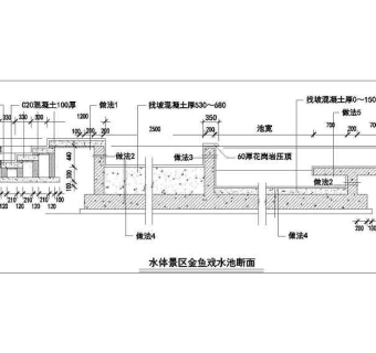 城市景观水利工程沿池驳岸结构大样图