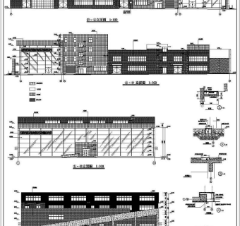 某地局部四层框架结构汽车4S店建筑设计施工图纸