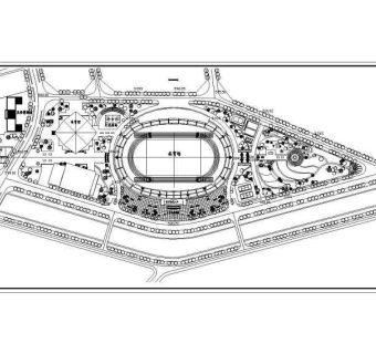 某地区体育场规划总平面设计图（有比例）
