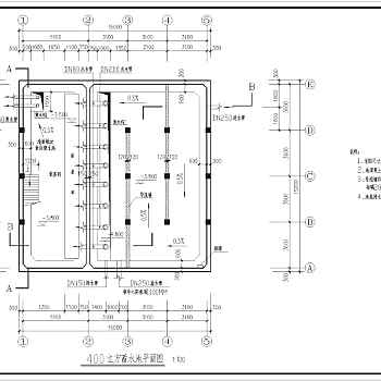 某400立方米矩形消防水池和泵房结构施工图3D模型