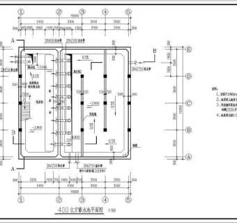 某400立方米矩形消防水池和泵房结构施工图3D模型