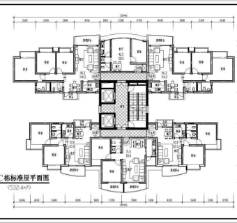 高层住宅楼户型设计全套CAD图