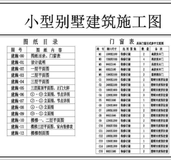 某三层坡屋面小型别墅建筑施工图
