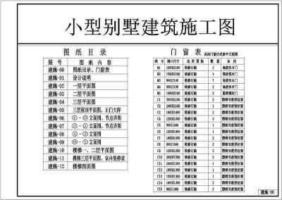 某三层坡屋面小型别墅建筑施工图