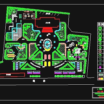 某办公楼前广场规划总平面图3D模型