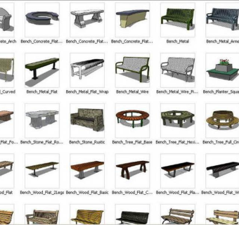 sketchup园林坐凳三维模型——53个