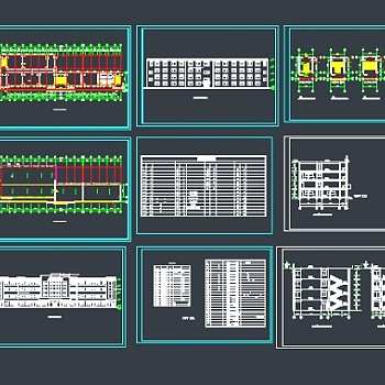 【独家整合】中小学教学楼框架结构设计图（共61套）3D模型