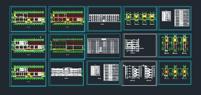 【独家整合】中小学教学楼框架结构设计图（共61套）3D模型