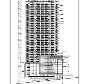 某地区32层高层商住楼建筑设计施工图3D模型