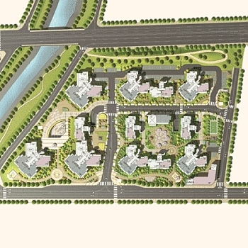 韩国城小区规划23D模型