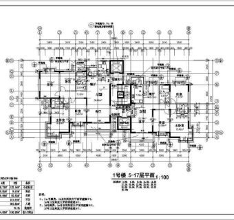 某住宅小区高层住宅楼建筑平面图