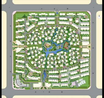 上海某高档小区规划平面效果图