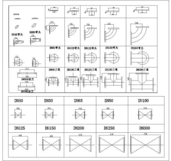 给排水工程中常用管道管件图块合集3D模型