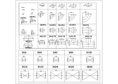 给排水工程中常用管道管件图块合集3D模型