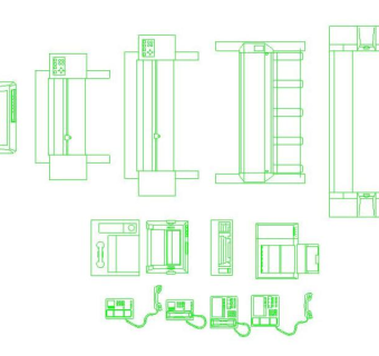 商务办公室装修电话传真打印设备cad设计平面大图块素材3D模型