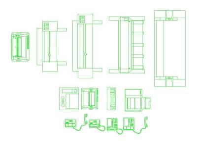 商务办公室装修电话传真打印设备cad设计平面大图块素材3D模型