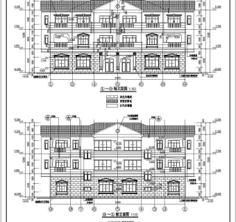 某地区3层框架结构别墅建筑施工图3D模型