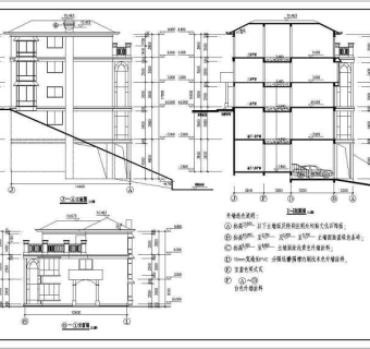 某地三层框架结构别墅结构施工图（带地下室）