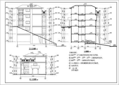 某地三层框架结构别墅结构施工图（带地下室）