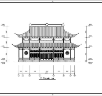 南方某框架结构重檐歇山建筑方案图