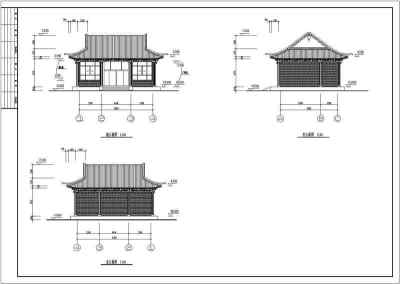 某地古庙框架结构三间大殿结构设计施工图