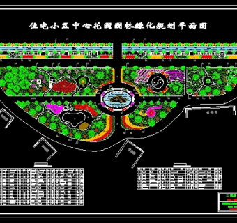 住宅小区中心花园园林绿化规划平面图3D模型