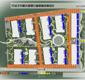 某花园小区景观规划分析彩平图