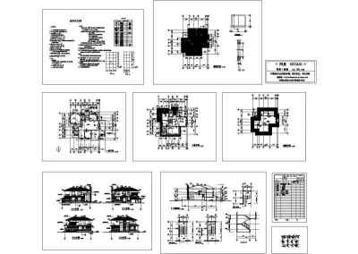 独栋别墅建筑施工图3D模型