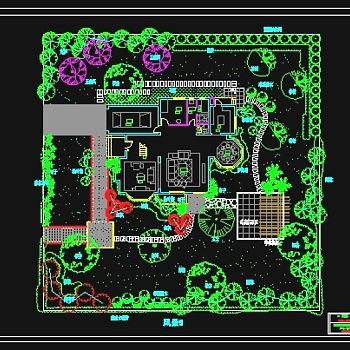 别墅私家花园设计图纸3D模型