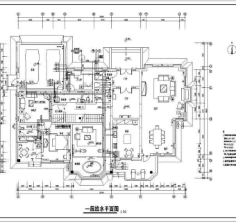 一栋2层私家别墅给排水设计施工图3D模型