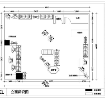 艾安琪服装店1层店铺室内装修设计图纸3D模型