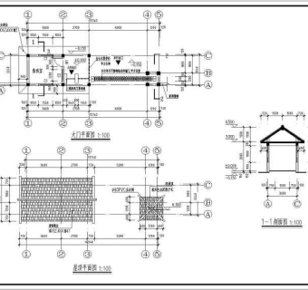 仿古大门全套建筑cad施工图