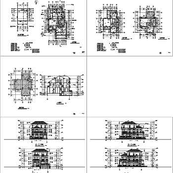 3层独栋别墅施工图3D模型