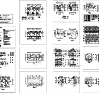 独立联排别墅建筑施工图3D模型