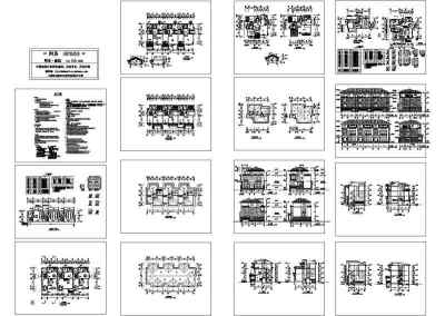 独立联排别墅建筑施工图3D模型