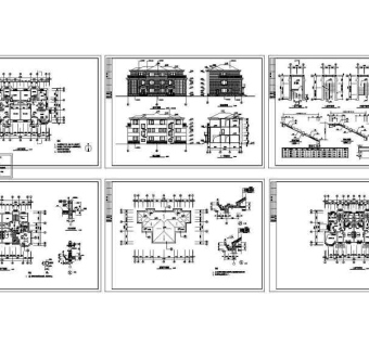 双拼别墅建筑施工图3D模型