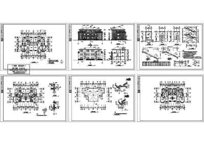 双拼别墅建筑施工图3D模型