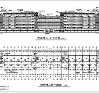某地6层框架结构中学教学楼建筑设计方案图