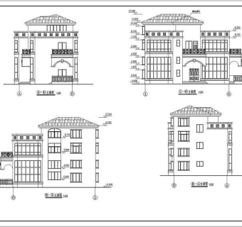某地区3层框架结构别墅建筑方案图