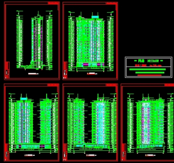 高层商住楼剖立面图