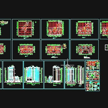 全套小高层商住楼图纸3D模型