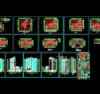 全套小高层商住楼图纸3D模型