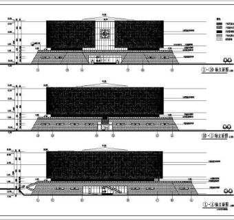 广东某地3层框架结构博物馆建筑方案图