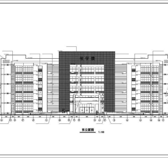 某五层框架结构教学楼建筑设计方案图3D模型