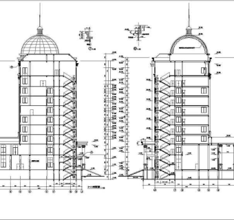 某地十层框架结构办公楼建筑方案图