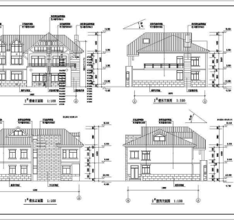 三套别墅建筑设计施工图