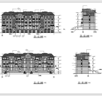 某地四层框架结构叠拼别墅建筑设计施工图