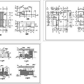 多层别墅建筑施工图四套