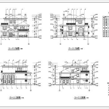 某地3层异形框架独栋别墅建筑设计施工图